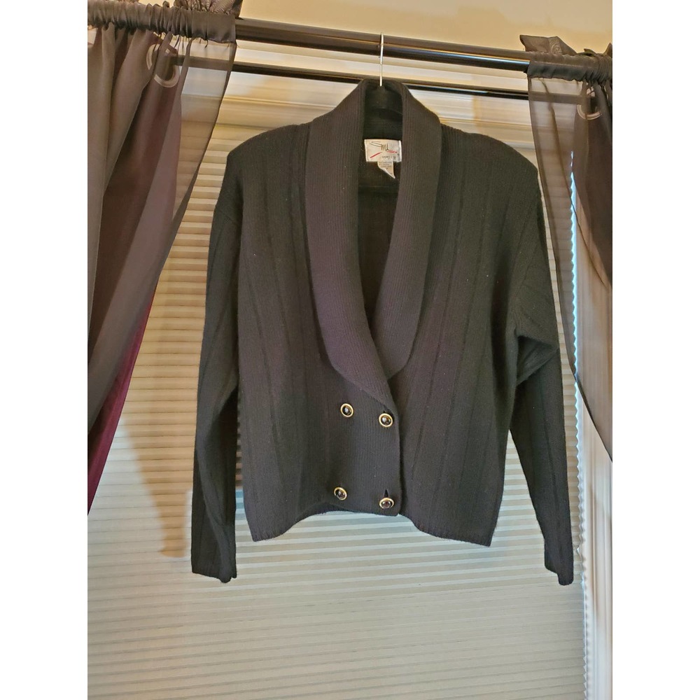 SML Size L Black Lambswool Cardigan